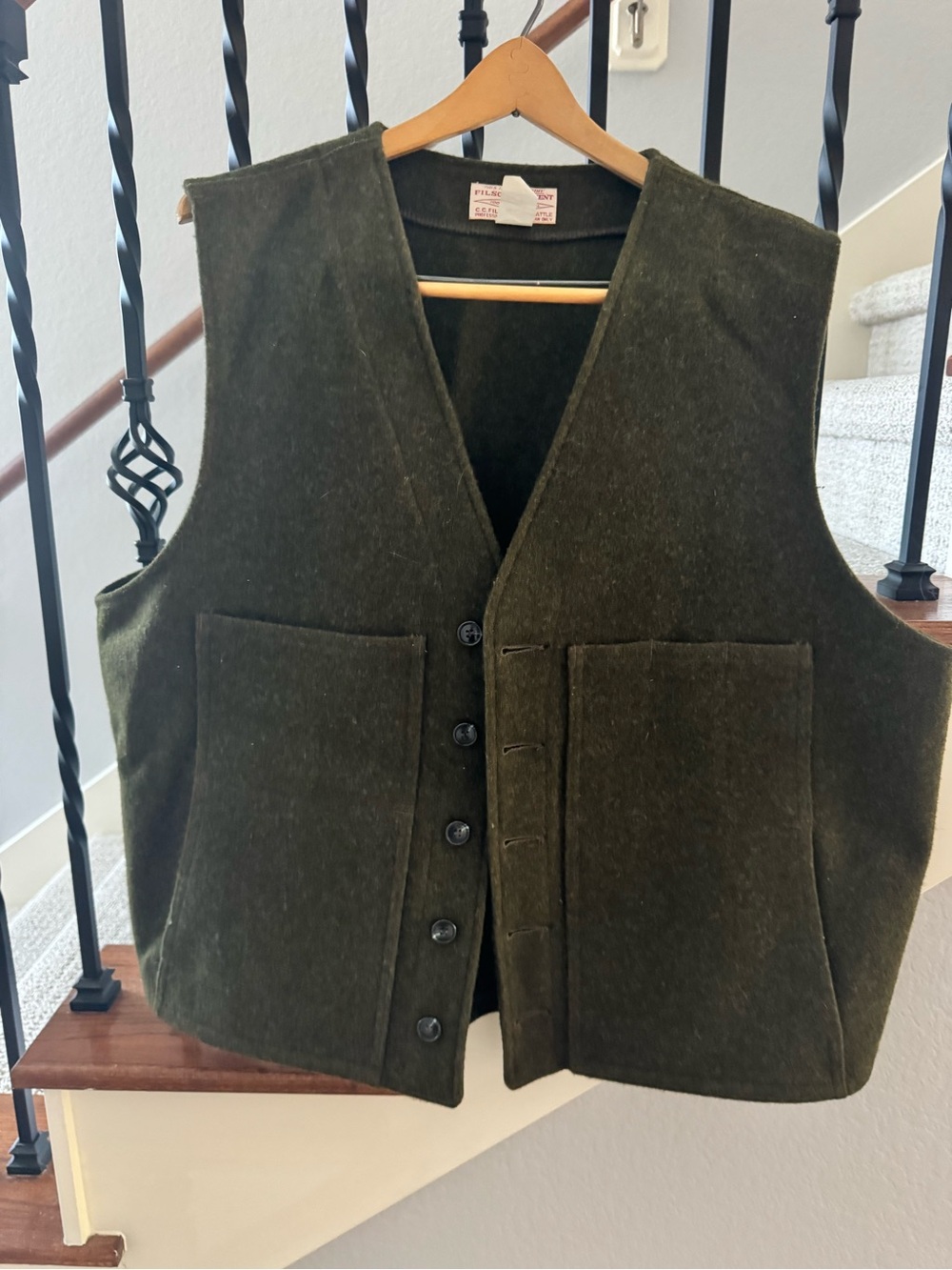 Vintage Filson Mackinaw Wool Vest Forest Green Size 48 USA
